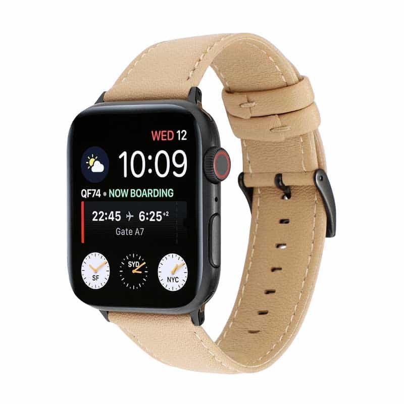 Bracelet Cuir Vintage Apple Watch Khaki