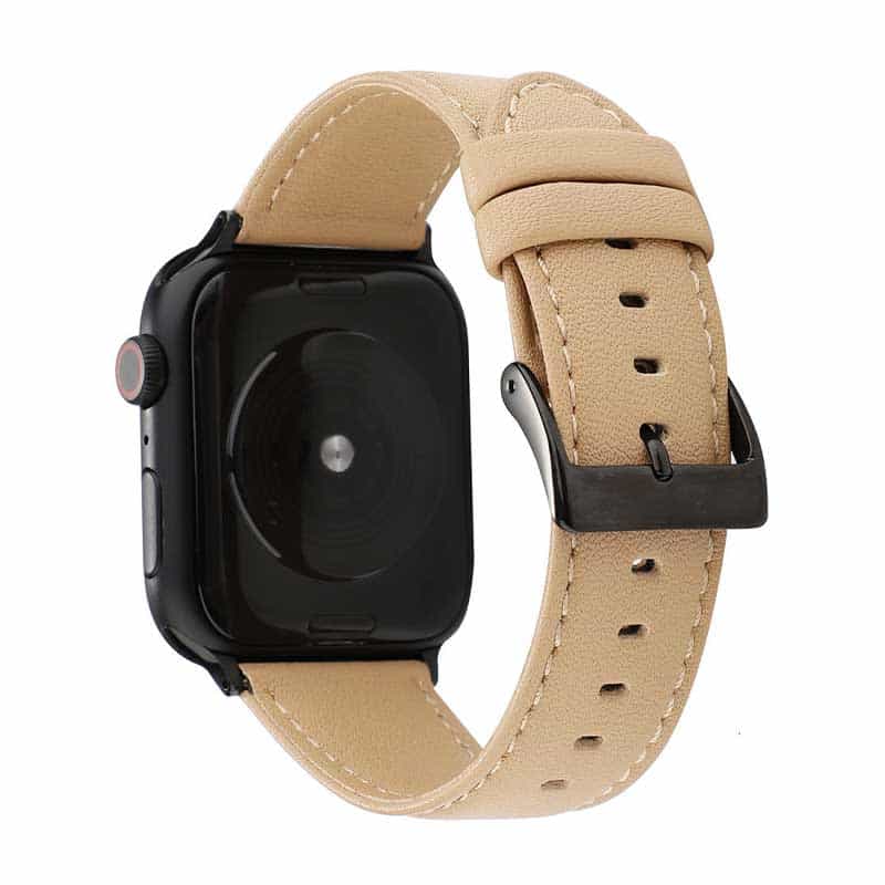 Bracelet Cuir Vintage Apple Watch Khaki Homme