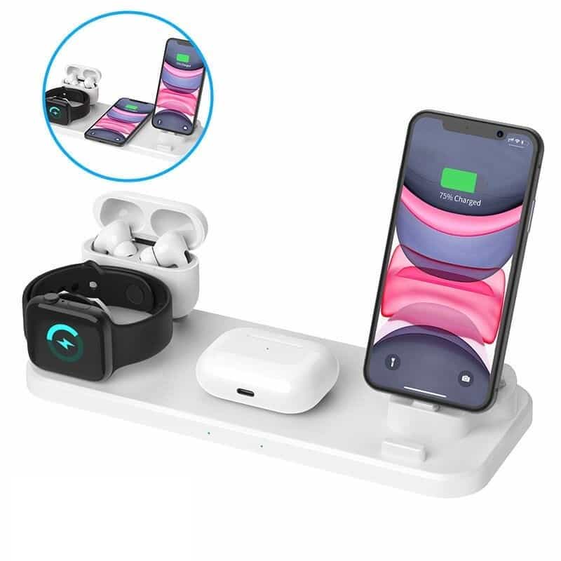 Chargeur Apple Watch <br /> 6 en 1 Sans Fil iPhone Airpods