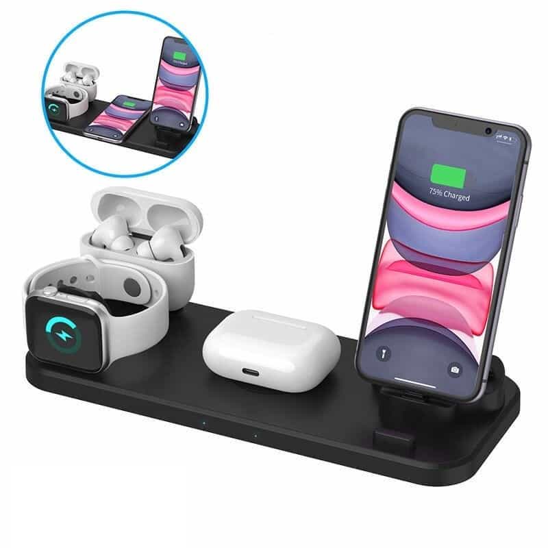 Chargeur Apple Watch <br /> 6 en 1 Sans Fil iPhone Airpods
