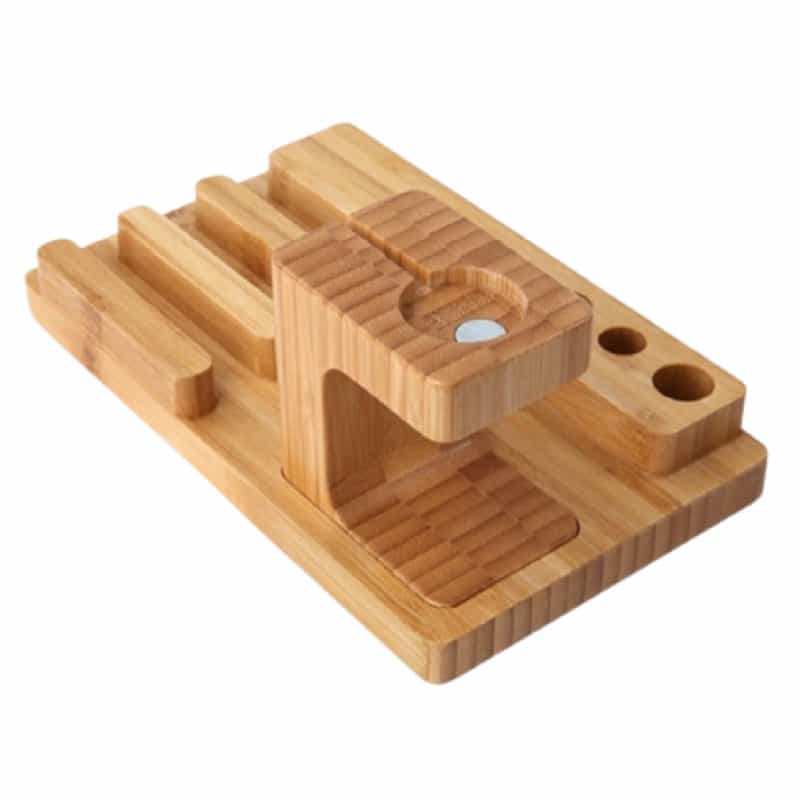 Support de Charge iPhone et Apple Watch Bois Bamboo Fait Main