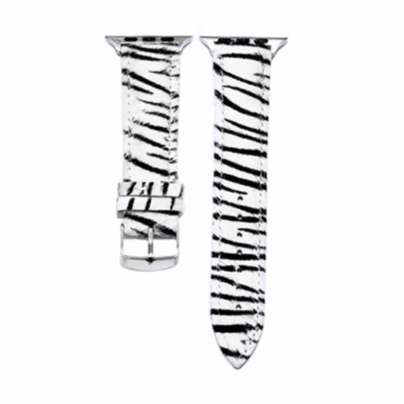 Bracelet Apple Watch <br /> Femme Zébré Blanc