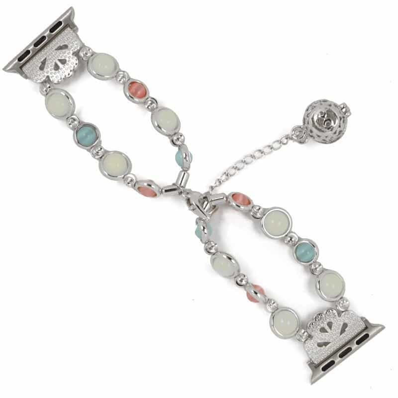 Bracelet Apple Watch Argenté Femme Perle