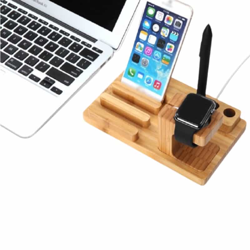 Support de Charge iPhone et Apple Watch Bois